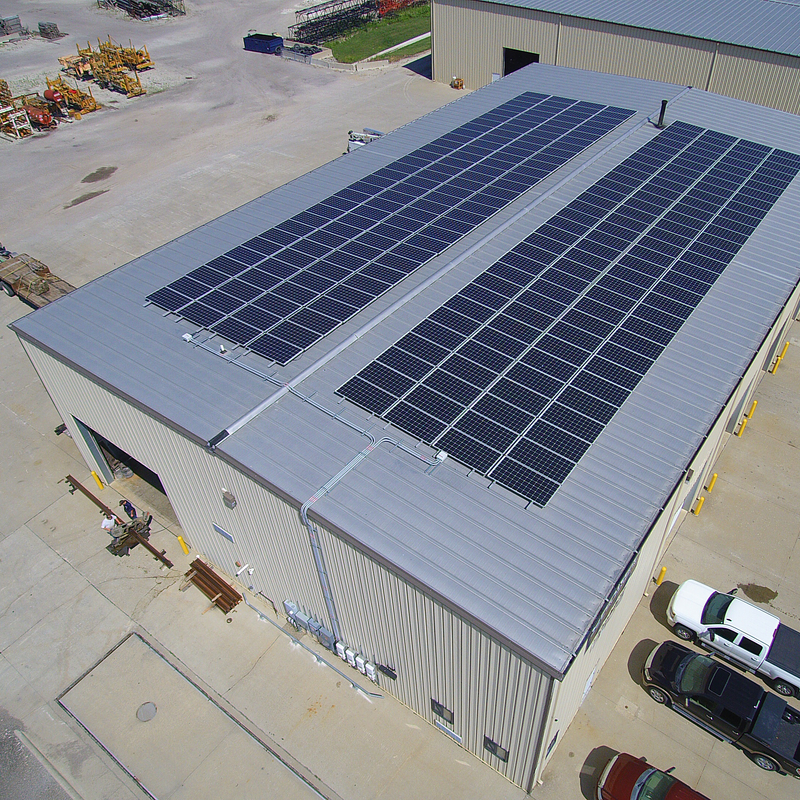 Commercial rooftop solar panel installation
